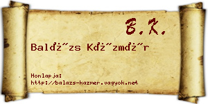 Balázs Kázmér névjegykártya